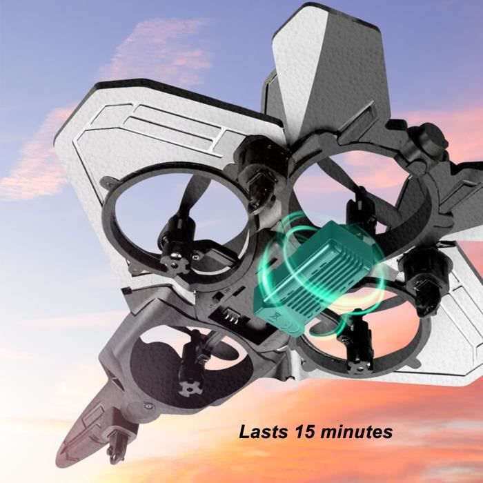 Drone d'avion télécommandé en mousse pour enfants de 8 à 12 ans, jet télécommandé avec lumières, retournements à 360°, vol stationnaire automatique, mode sans tête, décollage et atterrissage d'une
