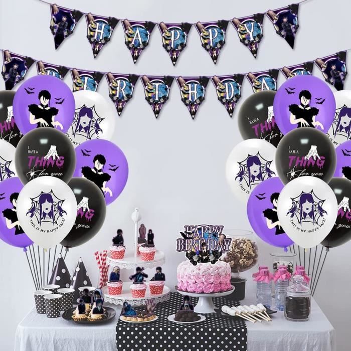 Mercredi Addams Anniversaire Fête à thème Fournitures Bannière Gâteau  Ballon Décoration