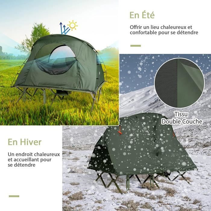 GOPLUS Lit de Camping pour 2 Personnes,Charge 300KG,Tente Pliable