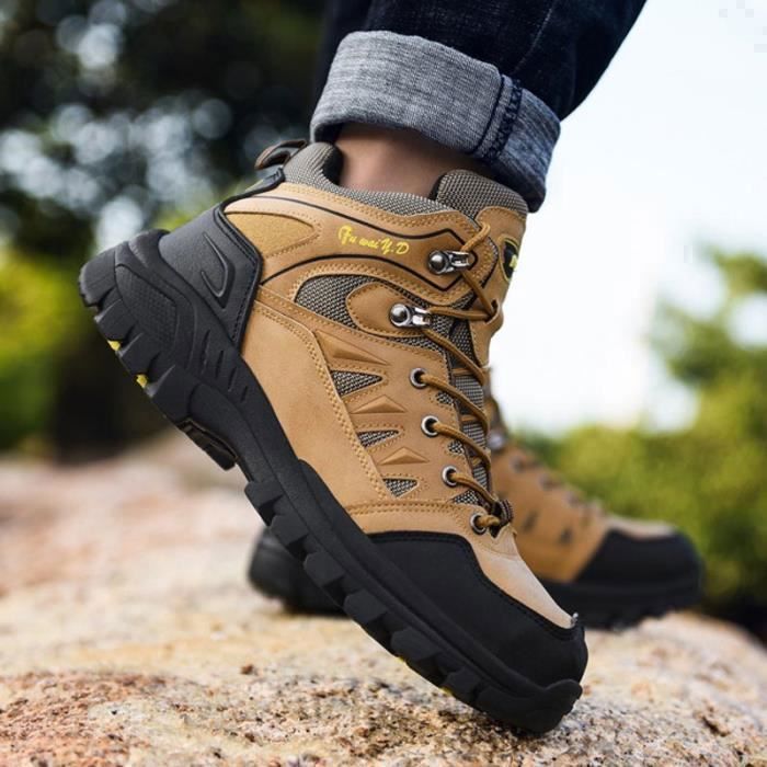Chaussures De Marche Homme Cuir Antidérapantes Imperméables - Confort Et Soutien Voûte Plantaire