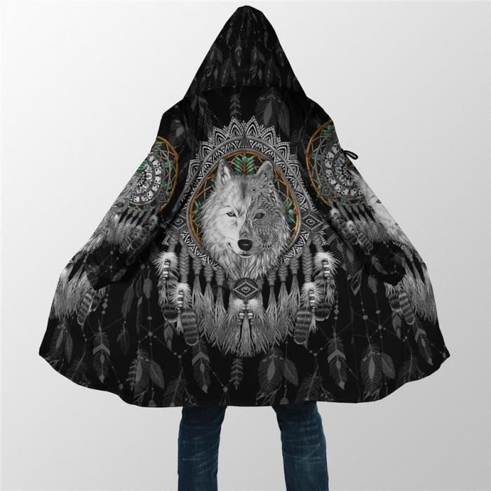 Manteau caban Cape a capuche pour homme et femme vetement d hiver chaud en polaire imprime Dragon loup 3D coupe v C930362241 Blanc Cdiscount Pret a Porter
