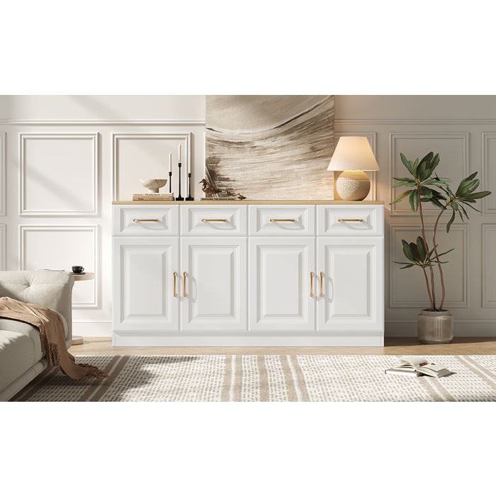 Plcnn Buffet avec 4 Portes et Pieds en Métal, Armoire de Rangement avec Étagère Réglable, Buffet Bas pour Salle à Manger, Salon, Cuisine, 120x30x80 cm (Blanc Plcnn Buffet avec 4 Portes et Pieds en Métal, Armoire de Rangement avec Étagère Réglable, Buffet Bas pour Salle à Manger, Salon, Cuisine, 120x30x80 cm (Blanc