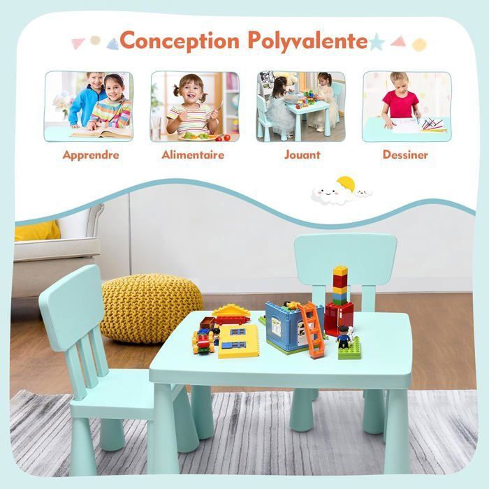 240335 Table Pour Enfants En Plastique 50 X 50 Cm En Plastique Rigide