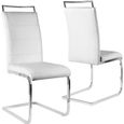 Lot de 2 chaises contemporaines - Similicuir blanc rembourré pour salle à manger - Métal - Design-0