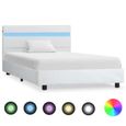 Cadre de lit enfant Simple Confortable Contemporain avec LED Blanc Similicuir 100 x 200 cm®UBEXEU® Structure de lit Solide-0
