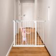 Barrière d'escalier LZQ - Sécurité enfant - Métal - Blanc-0