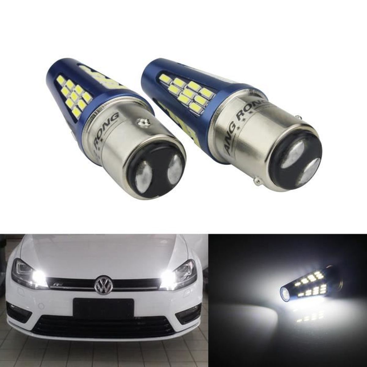 ANG RONG 2x Ampoules 8 LED 1157 BAY15d  feux de recul ou stop DRL Blanc Xenon 6000K Auto 