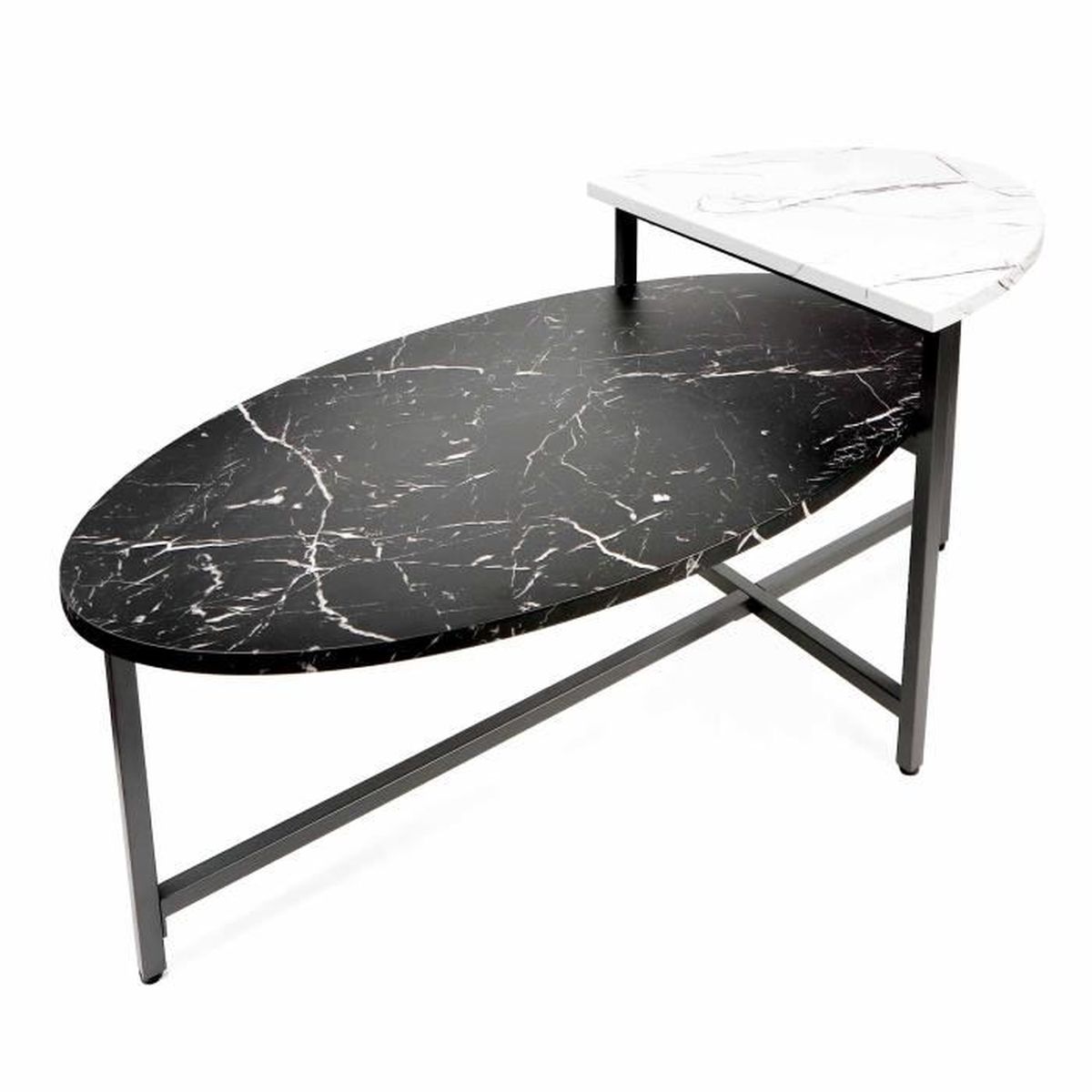 Table basse ovale avec double plateau en bois mdf imitation marbre Table basse ovale avec double plateau en bois mdf imitation marbre