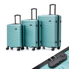 BRAND Set de 3 Valise de Voyage (55/66/75cm) ABS Bagages à 4 roulettes avec Serrure, Vert