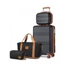 Kono Set de 4 Valises de Voyage Rigide Bagage Cabine 55cm avec Portable Vanity Case + Pliable Sac de Voyage pour Sport, Noir