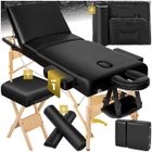Table de massage - TECTAKE - Table de soin pliante 3 zones avec tabouret et sac de transport inclus - Noir