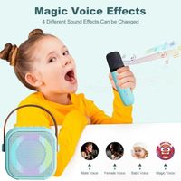 karaoke enfants，micro karaoke pour Enfants et Adultes，Mini Haut Parleur Bluetooth-BLEU,2 Microphones