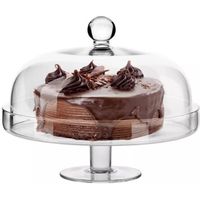 Krosno Assiette à gâteau en Verre sur pied - Présentoir à gâteau avec couvercle - 28 cm de Diamètre - Collection Elite