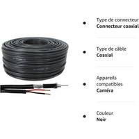 SeKi RG59 Câble coaxial combiné 100 m + câble d'alimentation