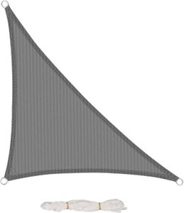 VOILE D'OMBRAGE Voile d'ombrage Triangulaire 5x5x7m Protection Solaire UV, Voiles d'ombre Triangle Respirant en HDPE 200g/m², Gris, 0180ZYF.[G1405]
