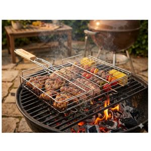 Fablcrew Grille de Barbecue Double Réglable Rectangulaire,Grille de
