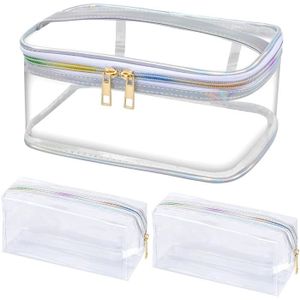 Sac de Toilette Cosmétique Organisateur pour Hommes PVC Étanche Trousse de Maquillage de Voyage NATUCE 4 pièces Trousses de Toilette Transparente Petit, Moyen, Grand Femme Enfant, 