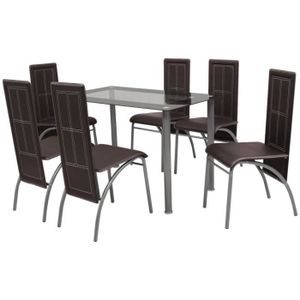 TABLE À MANGER COMPLÈTE Table et chaises à dîner - Marron - Contemporain -