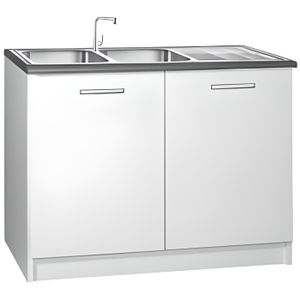 ELEMENTS BAS Meuble cuisine bas 120 cm sous évier TARA blanc