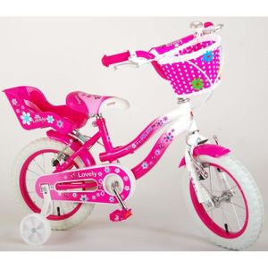 Vélo Enfant Fille 16 Pouces Dino Rose Blanc 