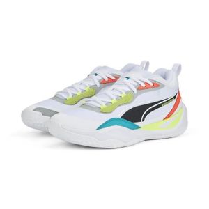 CHAUSSURES BASKET-BALL Chaussures de basketball indoor Puma Playmaker Pro - white/fiery coral - 39