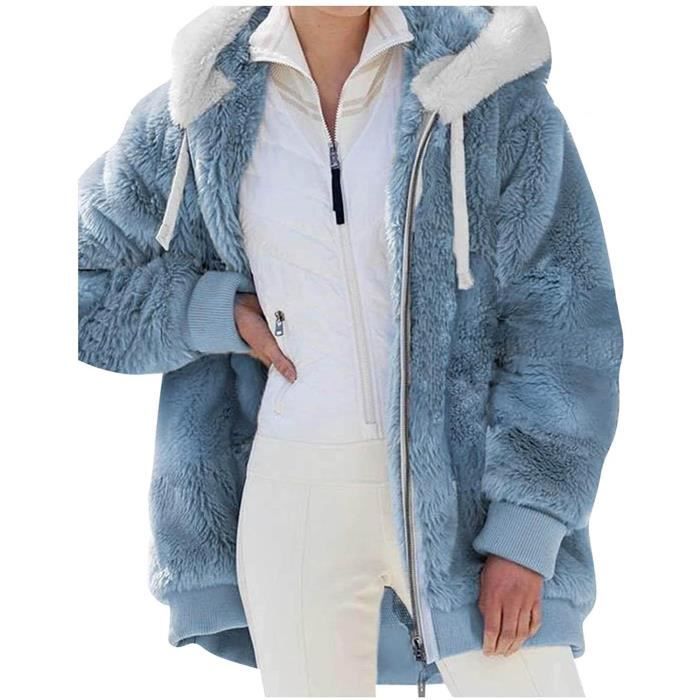 Veste polaire à capuche pour femme - Automne - Grandes tailles - Élégante -  En peluche - Pour l'hiv Bleu Bleu - Cdiscount Prêt-à-Porter