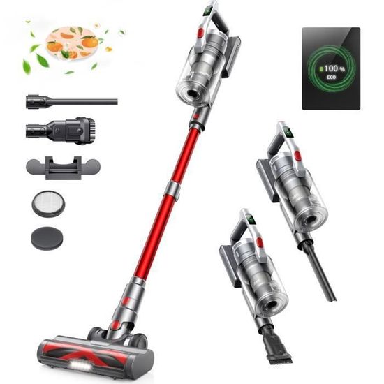 Aspirateur Balai Sans Fil 450W - 40Kpa, 60 Min Autonomie, écran LED, Pour Tapis Et Sols Durs (Rose)