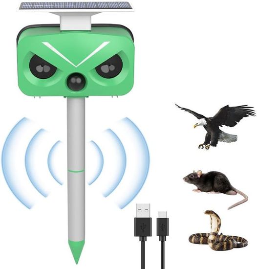 Répulsif Pour Animaux D'extérieur Alimenté à L'énergie Solaire Par Mouvement Activé Avec Charge USB Pour Chiens Chats - Jardin - 3