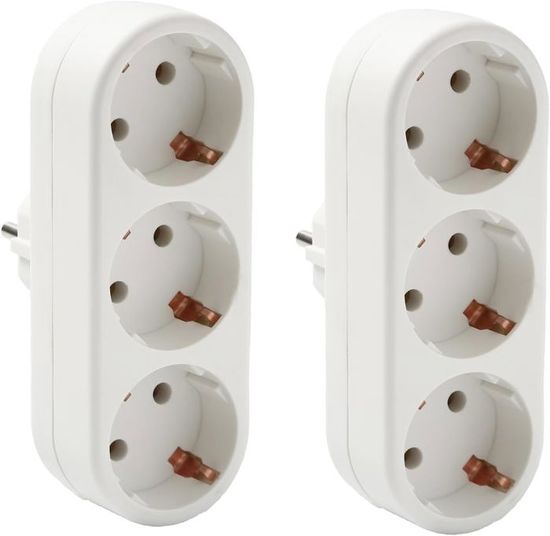Lot De 2 Prises Multiprises Électriques 10-16 A, Prise Grossa 16 A (6
