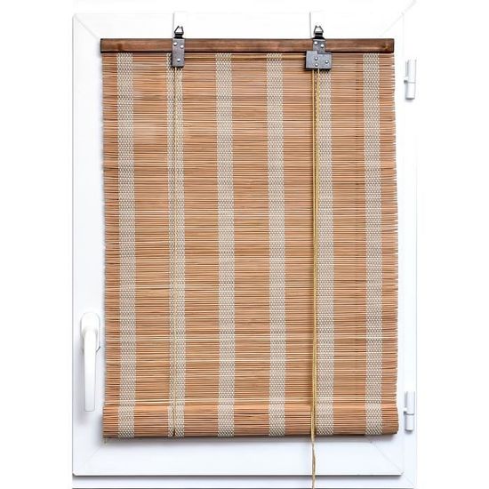 Store enrouleur bambou à baguettes 120x180cm Naturel/blanc Cdiscount