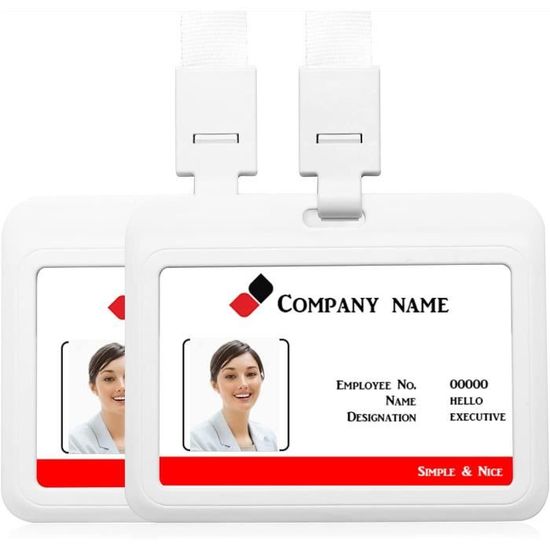 51 Portes Badges Horizontaux 10x6 Cm – PVC Transparent, Cordon 45 Cm – Pour Professionnels, Étudiants, Événements