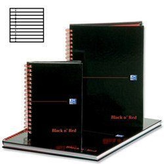 Import Royaume Uni Black n Red Réf L67000 Cahier Reliure intégrale 90 g/m² Ligné et perforé 140 pages A5 Lot de 5 