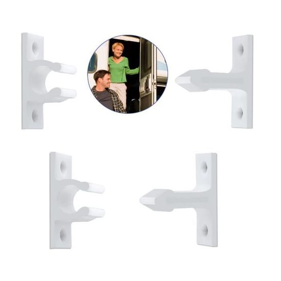 Lot De 2 Supports De Porte Pour Caravane/camping-car – Noirs, Dimensions 7.5x6.2x2.7 Cm – Installation Facile, Robustes