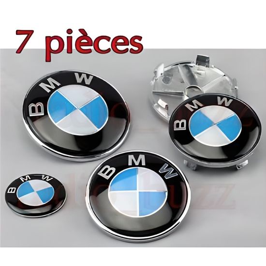2 Insigne Capot Coffre Badge Logo Emblème BMW 82 Mm Blanc Et Noir Black - Foto 9
