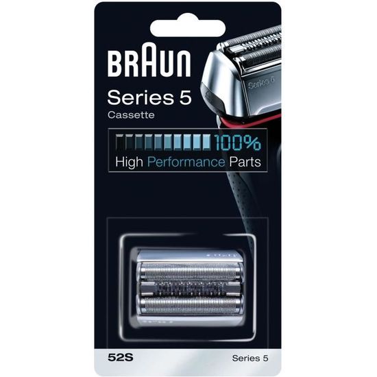 Tête de rasoir Braun Series 5 52S argentée - Compatible avec les rasoirs Series 5