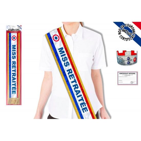 Écharpe Miss Retraite En Satin - Cadeau Départ Retraite - Polyester - 160x9,5cm