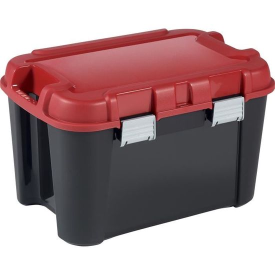 Malle de rangement KETER Totem 60L - Noir / rouge - 59 x 39,5 x 36 cm