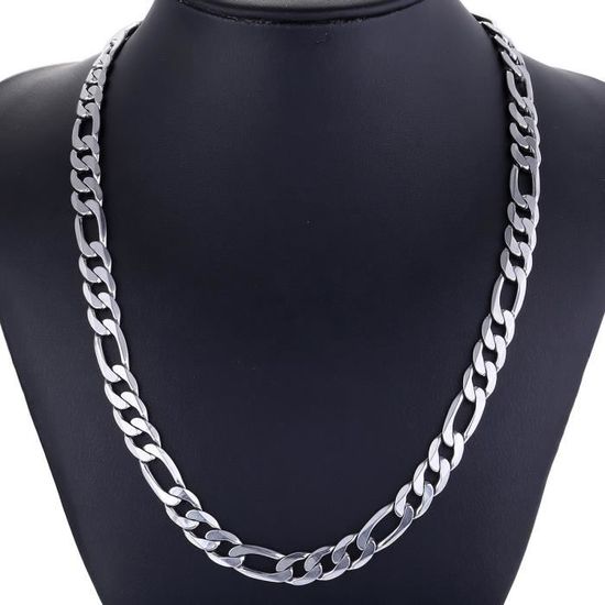 9mm large Hommes garçons chaîne Collier poinçonné maille figaro lien