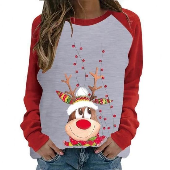 Sweat De Noël Femme - Pull Bonhomme De Neige Manches Longues, Matière Douce Polyester, Cadeau Drôle - 8