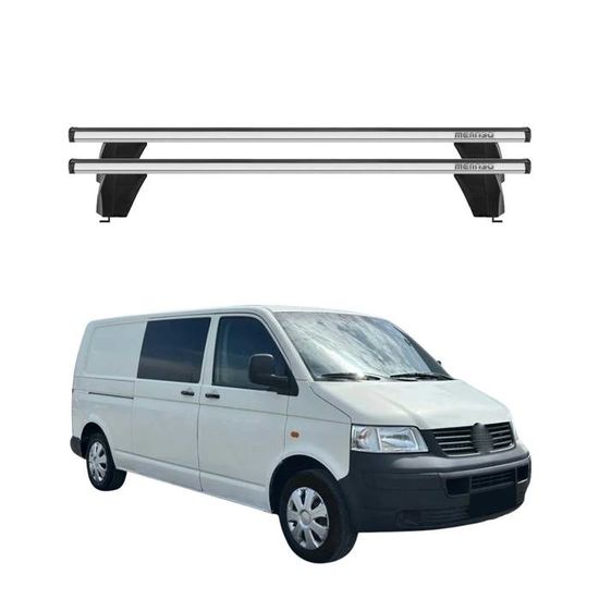 Barres De Toit Aluminium Pour Volkswagen Transporter T5 (2003-2015) - Porte-bagages Amovible 75kg - Neuf