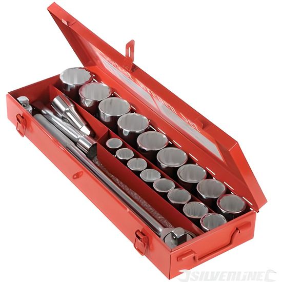 Coffret 20 outils clé à cliquet douille poids lourds 6 pans 19 - 50