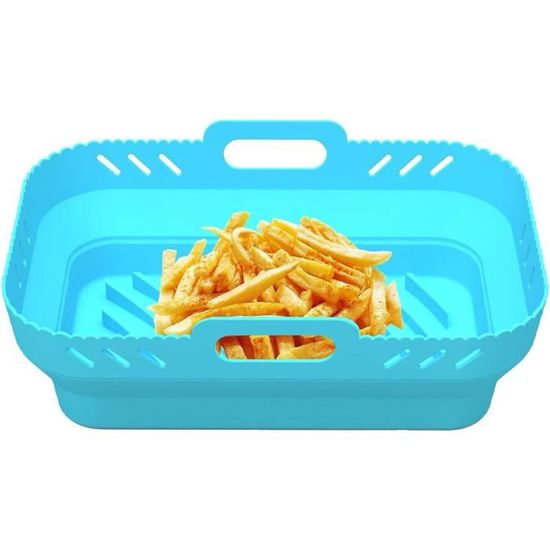Plat En Verre Carré Pour Friteuse à Air (air Fryer) - Lot De 2 - Poignées Silicone Antidérapantes - Pour Cuisson Et Service - Compatible Appareils 5L Et Plus
