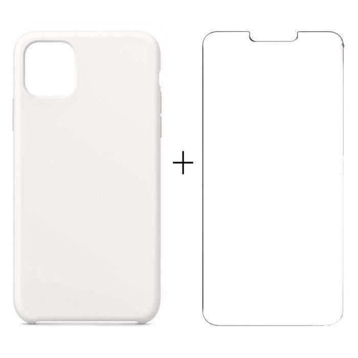 Coque en Silicone pour iPhone 11 Blanc + Film Verre trempé pour iPhone 11 - Yuan Yuan
