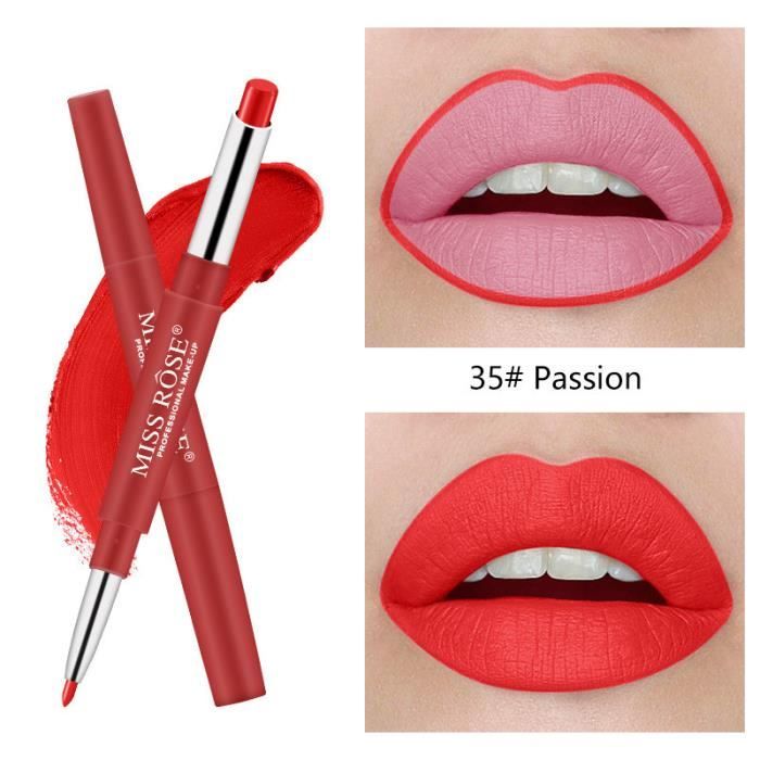 Crayon de bâton de crayon à lèvres imperméable à double extrémité durable Lipliner 20 couleurs Buonege 2088