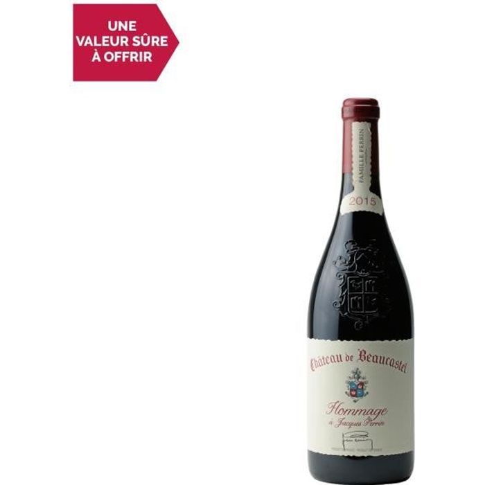 Châteauneuf-du-Pape Hommage à Jacques Perrin Rouge 2015 - 75cl - Château de Beaucastel - Vin AOC Rouge de la Vallée du Rhône -