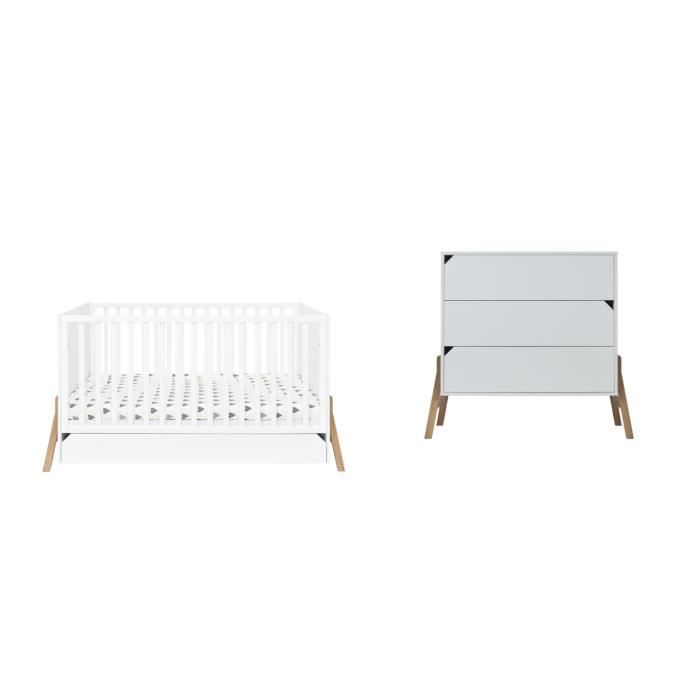 Ensemble meubles chambre bébé enfant Lit + commode