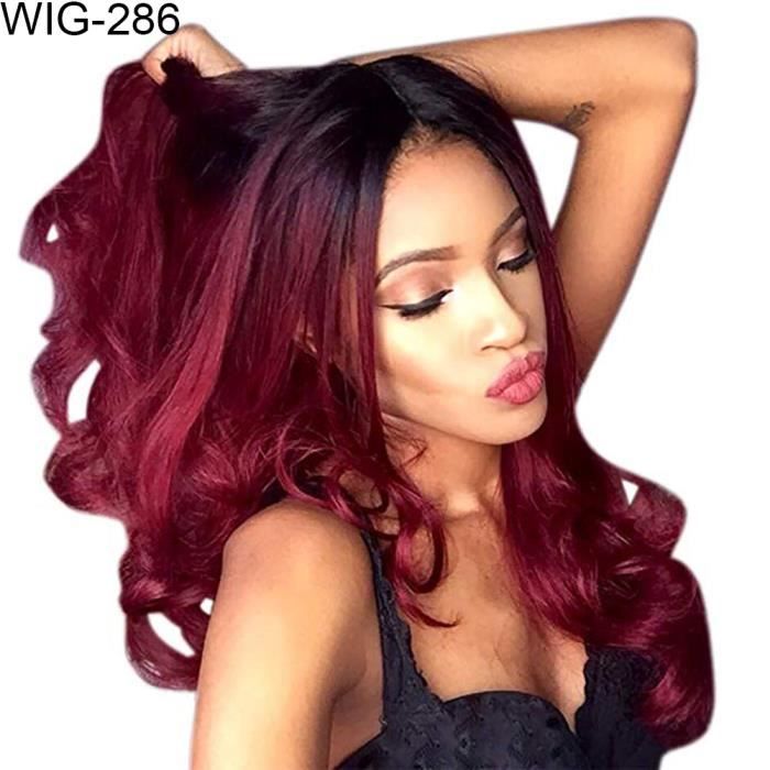 Gradient De La Mode De Couleur Bouclés Longue Perruque Faux Cheveux Femmes Cosplay Partie Un postiche Noir Rouge