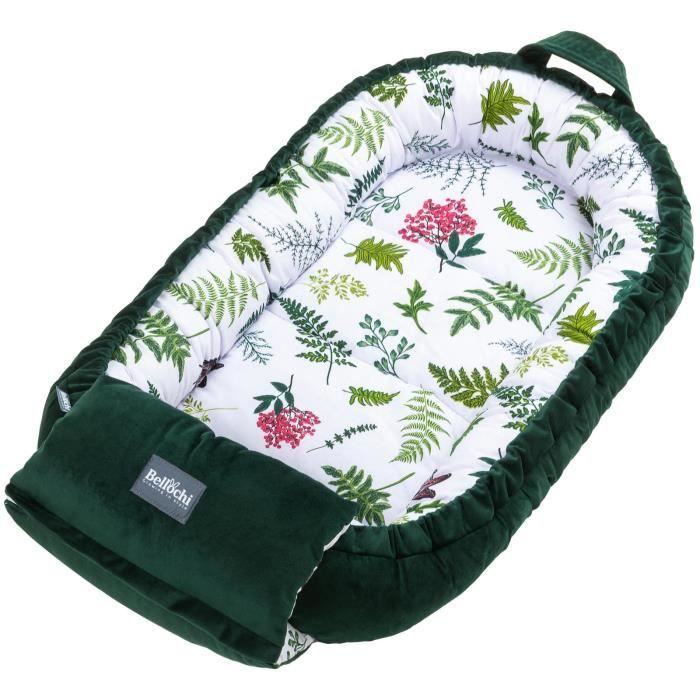 Bellochi Reducteur de Lit Bebe Cale Bebe pour Lit Cocon Bebe - Coton et Velours OEKO-TEX 90x60cm - Nid de Bebe - Nature