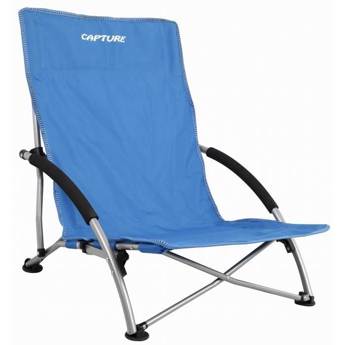 Capture Outdoor, Chaise de Plage Basse Pliable -Beach Fun-, 2 accoudoirs en mousse confort. Livrée avec sa housse de transport, …