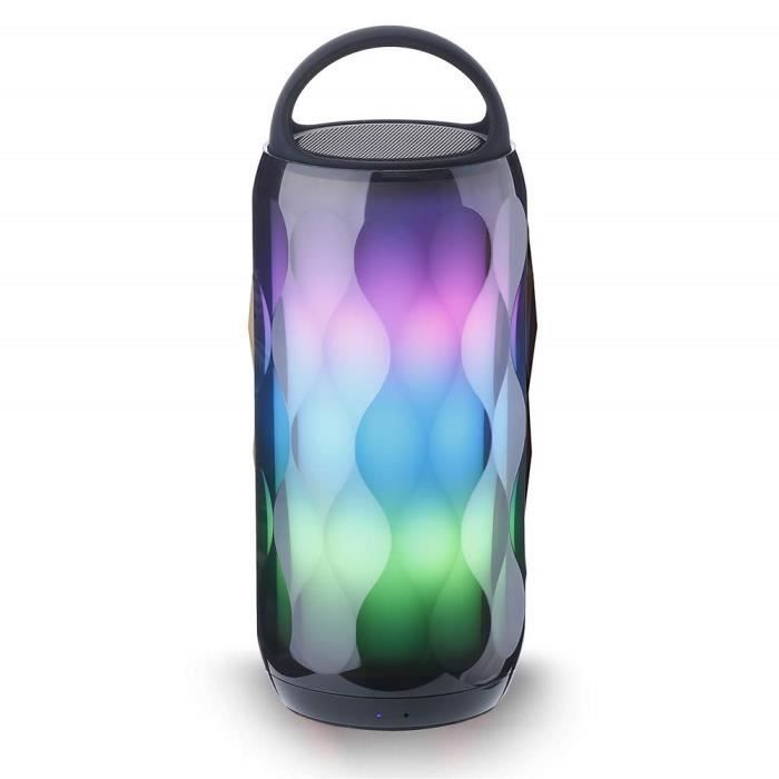 Enceinte Bluetooth Lumineuse LED Haut-Parleur Portable Sans Fil, Contrôle Tactile 6 Couleur LED Lumière, Mains Libres Téléph